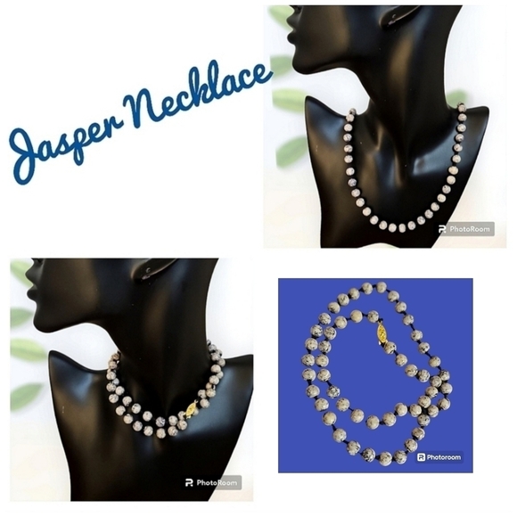 VTG HANDMADE Jasper Bead Knotted Necklace - Picture 1 of 7